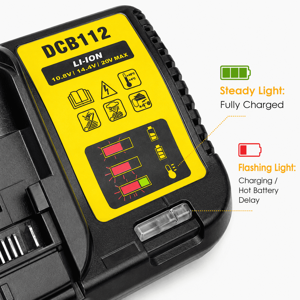 Rapid Charger for Dewalt 10.8–20V Batteries