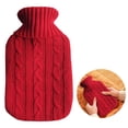 thumbnail image 4 of Botella Caliente Goma Botella Caliente PVC Funda Tela Punto Funda Tela Piel Conejo Imitación Calentador Manos Funda para Botella Caliente (rojo) Rojo, 4 of 9
