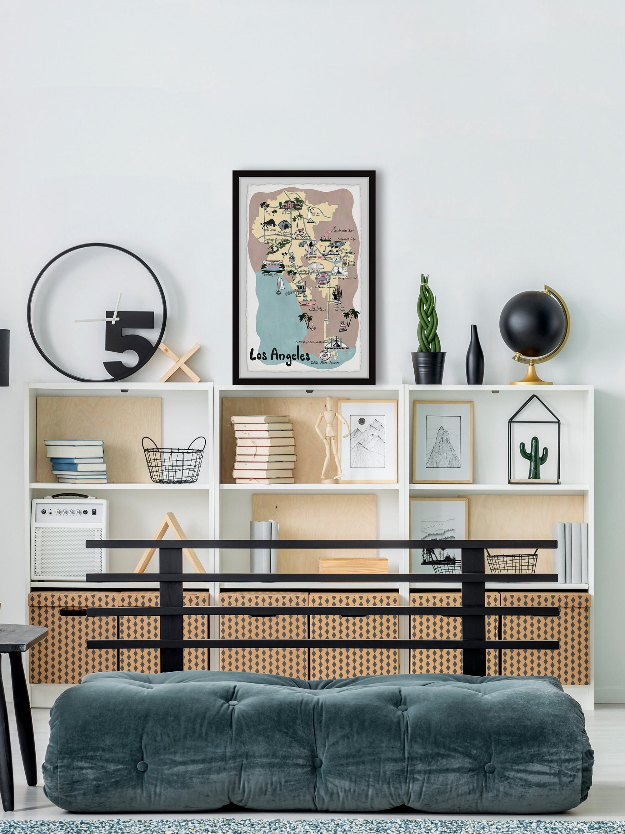 Marmont Hill Illustrated Map of Los Angeles II Framed Wall Art, 20" x 30"