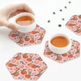 thumbnail image 7 of Pofeuu Painting Peach Print Leather Coasters Set of 6, Round Cups Mugs Mat Pad for Home Kitchen Heat Resistant Drink Coasters,Hexagon, 7 of 7
