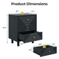thumbnail image 4 of May in Color 3-Drawer Nightstand Set of 2 with Solid Wood Legs and Gold Handles, Wooden Storage Nightstand Side Table, Accent Chest of Drawers for Bedroom, Living Room, Entryway, Black, 4 of 9