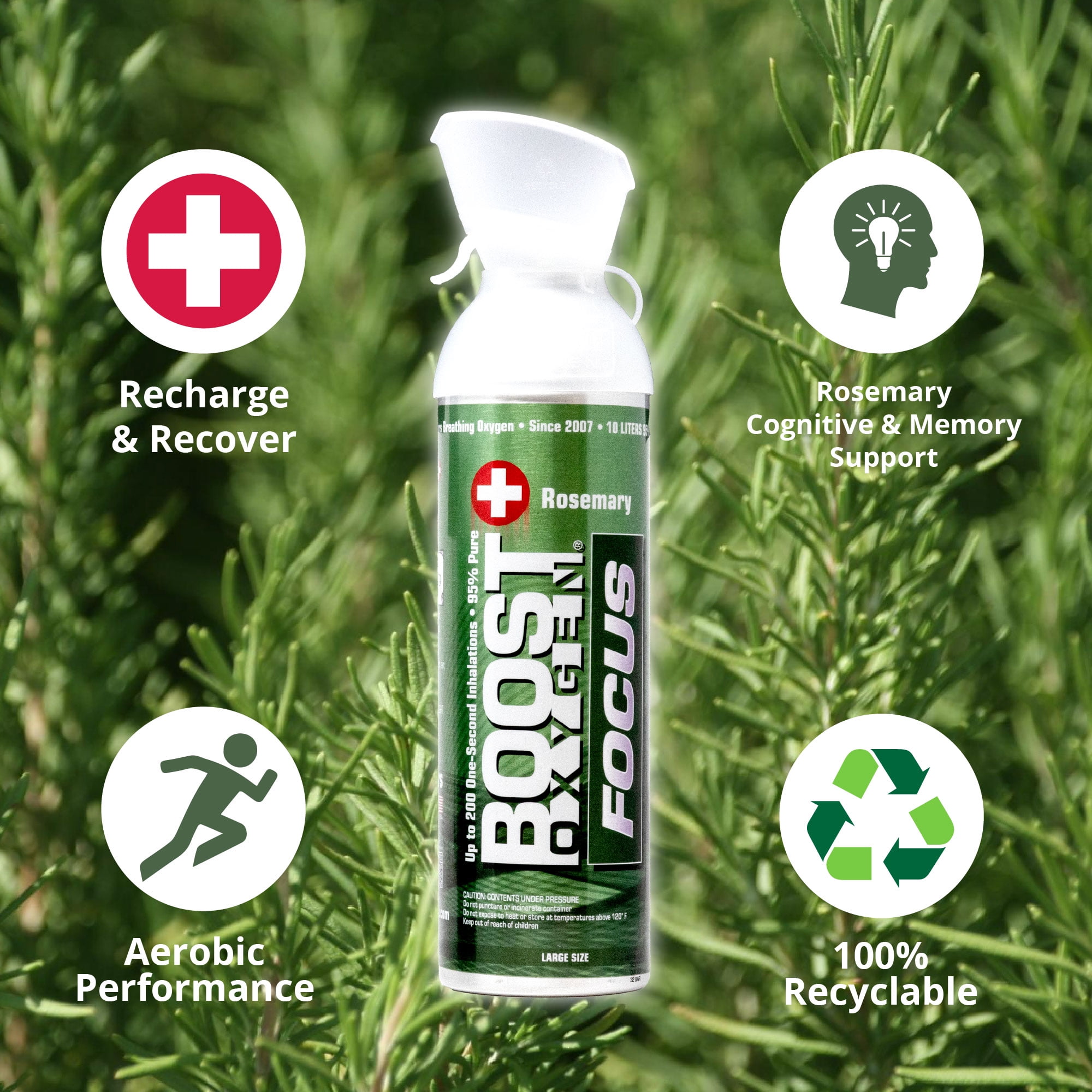 Boost Oxygen FOCUS Rosemary Aroma 10 L Canister Respiratory Support, 12 Pk