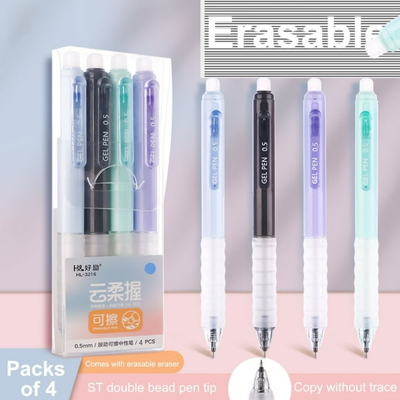 PUREKKI 40 ml Appuyer sur la Recharge de Stylo Effaçable 0,5 Bleu Cristal Effaçable à Chaud Charbon Effaçable Noir Stylo Effaçable