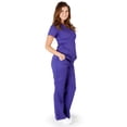 thumbnail image 1 of Ultra Soft Medical Nurse Uniform Premium Women's Junior Fit Mock Wrap Scrub Sets 39111-Small (Purple), 1 of 3