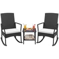 thumbnail image 6 of Devoko 3 Pieces Patio Rattan Rocking Chair Set with Cushion and Table Outdoor Porch and Garden Furniture, Beige, 6 of 7