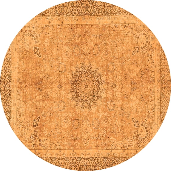 Ahgly Company Indoor Round Oriental Orange Modern Area Rugs, 5' Round