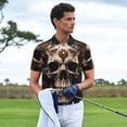 thumbnail image 3 of Gukieu Metal Style Horned Skull Print Men's Quick-drying POLO Shirt, Button-down Summer T-shirt, Suitable for Work and Outdoor Activities-Small, 3 of 6