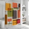 thumbnail image 5 of Polyester Fabric Green Orange Geometric Shower Curtain, Modern Abstract Art Luxury Waterproof Bathtub Curtain Bathroom Decor Set with Hooks 72 x 84 Inches, 5 of 6