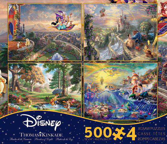 Ceaco Thomas Kinkade 4-in-1 Multi Pack Disney Puzzles Multi-colored 500 Piece 