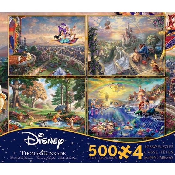 Ceaco - Thomas Kinkade - Disney - 4 in 1 Interlocking Jigsaw Puzzles