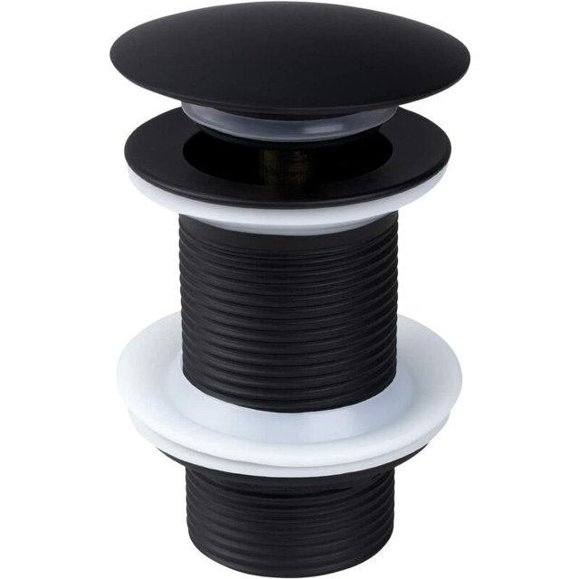 Desagüe universal, desagüe de fregadero sin rebosadero negro, desagüe de fregadero desagüe desagüe de fregadero desagüe emergente para lavabo