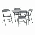thumbnail image 2 of Emma + Oliver 5 Piece Gray Folding Game Room Card Table and Chair Set, 2 of 17