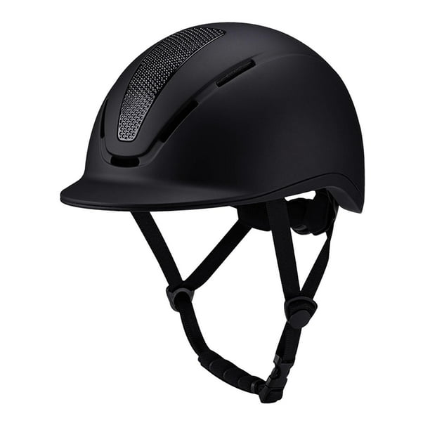 Casco ecuestre, casco ecuestre, gorra de montar, casco de ciclismo ajustable para Negro brillante