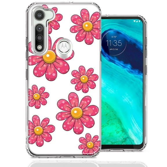 MUNDAZE For Motorola Moto G Fast Pink Daisy Flower Design Double Layer Phone Case Cover