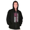thumbnail image 5 of Breast Cancer Pink Line American Flag Zip Hoodie Sweatshirt Women Brisco Brands S, 5 of 6