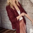 thumbnail image 2 of HXWCHs Women's Sparkling Sequin Long Sleeve Party Jacket Shiny Lapel formal Casual Outerwear Coat XXL Wine, 2 of 8