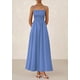 thumbnail image 4 of Vestido largo PRETTYGARDEN para mujer, fruncido, verano, playa, azul, 4 of 9
