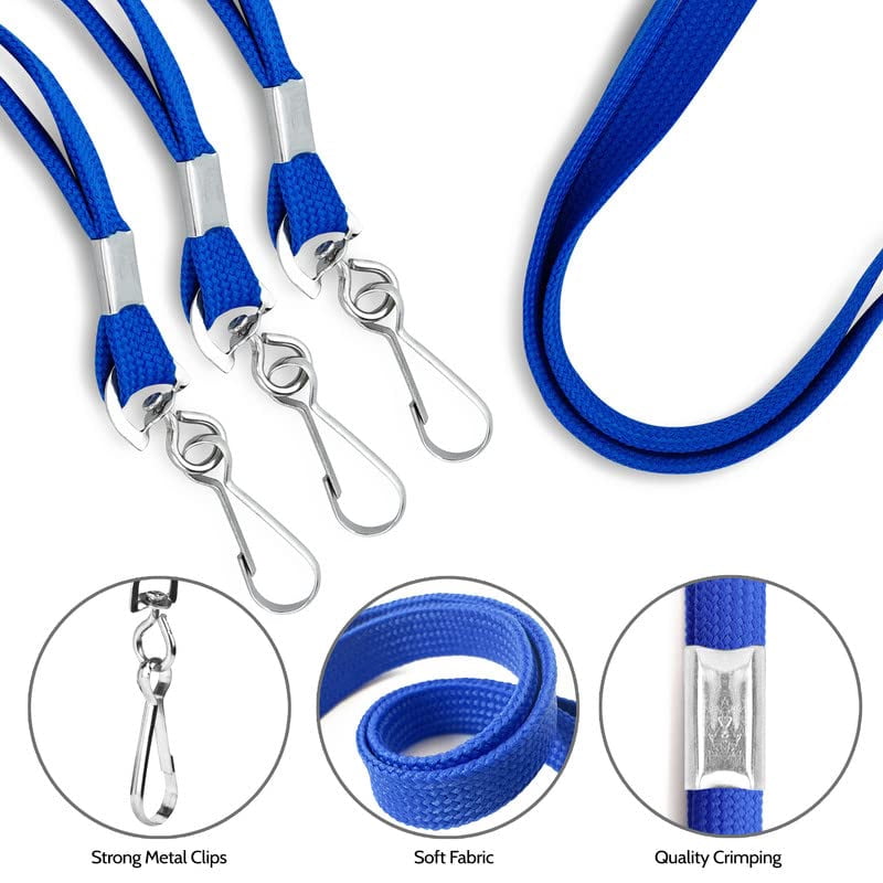 100-pack Blue Lanyards For Id Badges With Swivel J-hooks - Versatile Neck Lanyard Keys  Card Holders Whistles And More Ideal Offices Teachers Cruise Ship Cards