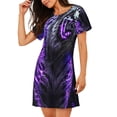 thumbnail image 2 of Fotbe Purple Plant White Tiger Bata de Dormir para Mujer con Estampado, Camisón de Algodón de Manga Corta, Ropa de Dormir Casual, 2 of 6