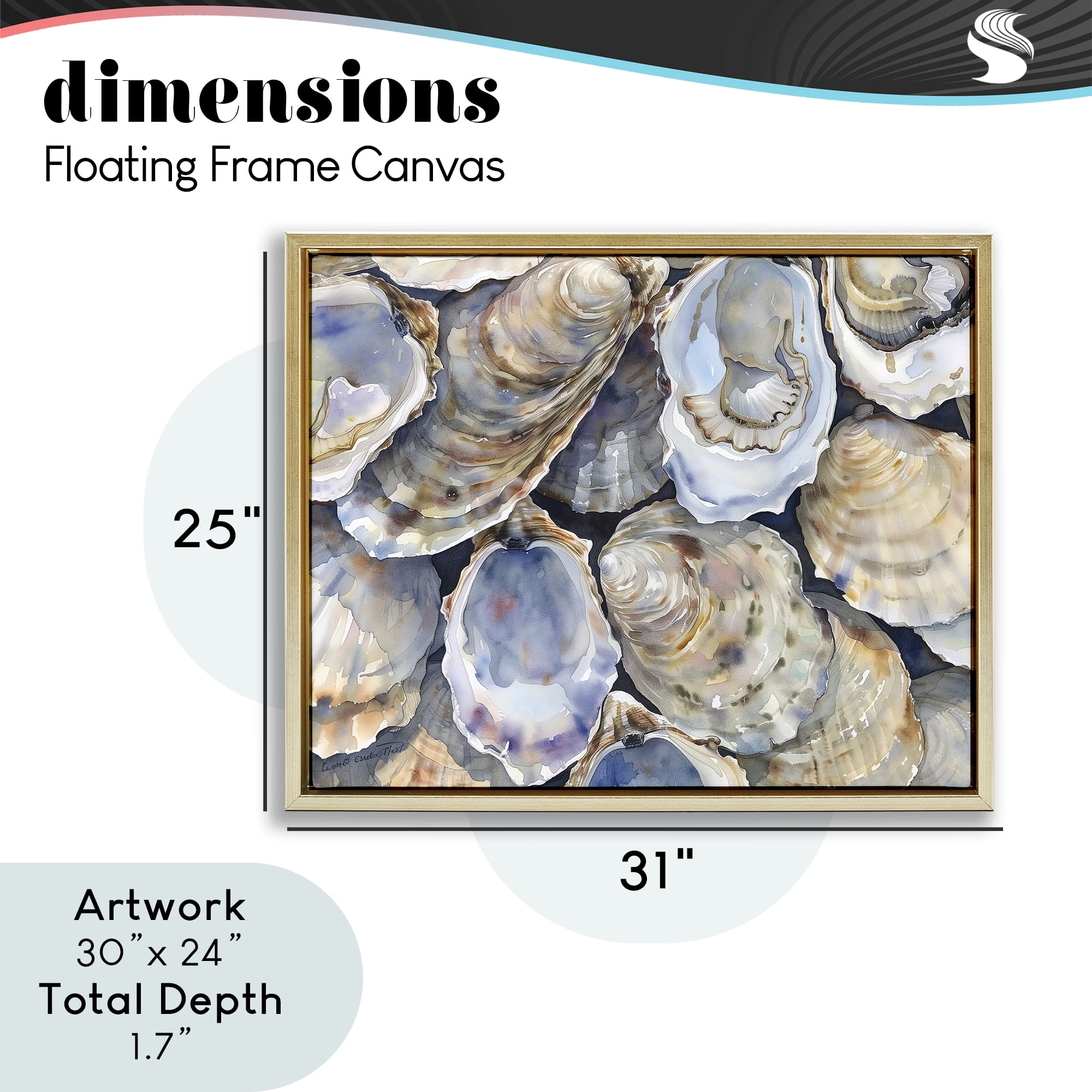 Stupell Industries Oyster Shellabration Pile Gold Framed Floater Canvas Wall Art, design by Heidi Kuntz