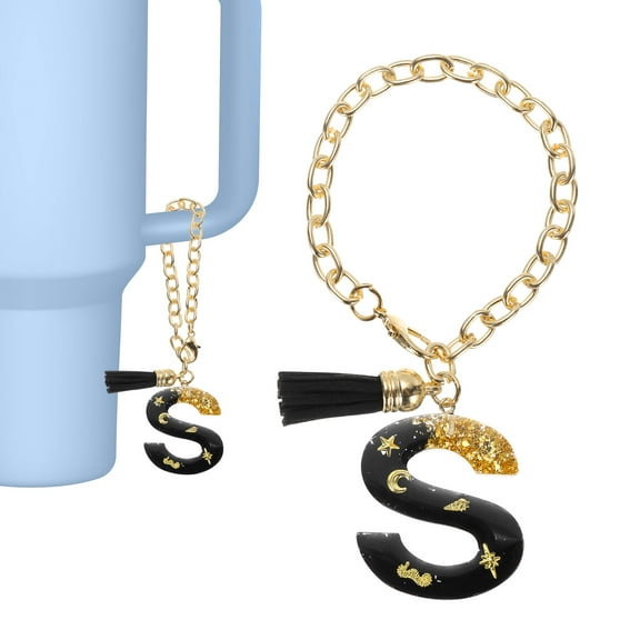 Uxcell Letter Charm Accessories for Stanley Tumbler Cup Keychain Handle Charm Black Letter S