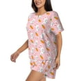 thumbnail image 2 of Naloa Rabbit And Carrot Women's Short-Sleeved Pajama Set, Loungewear, Summer pajamas, Breathable Cozy - Large, 2 of 9