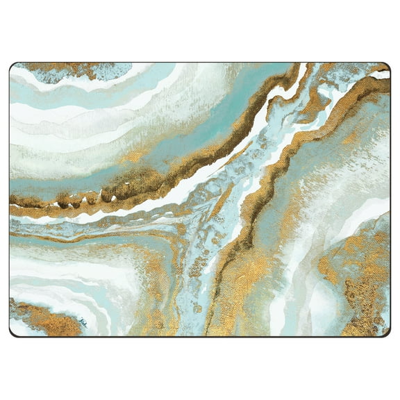 Cala Home "Teal Agate" Premium Decorative Hardboard Cork Back Tabletop Placemats 4 Pack