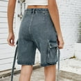 thumbnail image 6 of Women Summer Casual Street Fashion Washed Pocket Distressed Non Elastic Denim Workwear Shorts Size 16 Pants for Women Jean Pants for Women plus Size Temp Life Leggings Women Pants Jean Pants for Women, 6 of 8