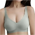 thumbnail image 2 of SMihono Trendy Deep V Petal Bras for Women No Underwire Soft Wireless Bras Comfort Seamless Bralettes with Extender Green 4, 2 of 3