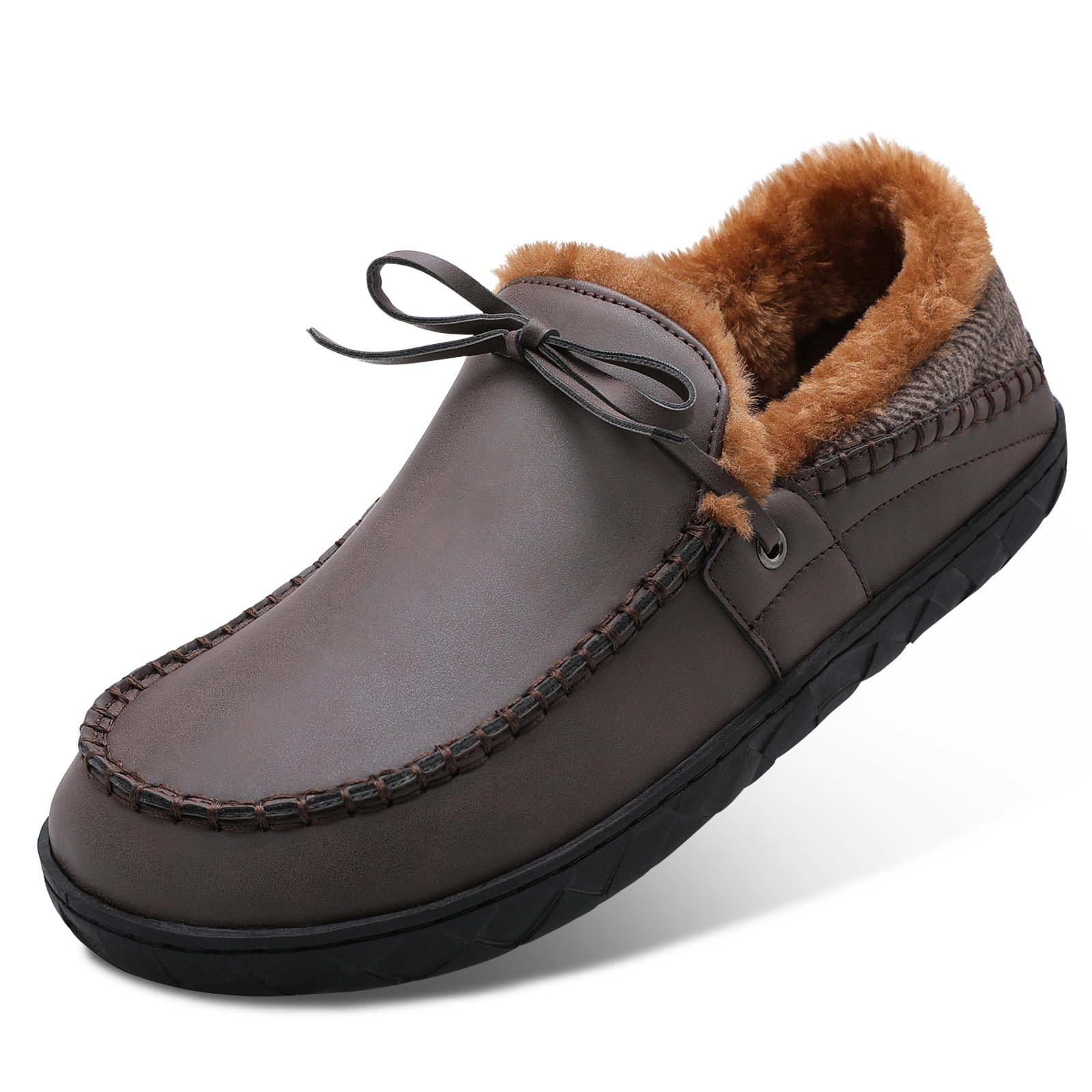 Barerun Men's Cozy Mocassin Slippers Comfy House Shoes Indoor Outdoor ...