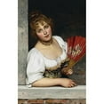 thumbnail image 2 of Eugen von Blaas 11x14 Black Ornate Wood Framed Double Matted Museum Art Print Titled: At the Window (1892), 2 of 5