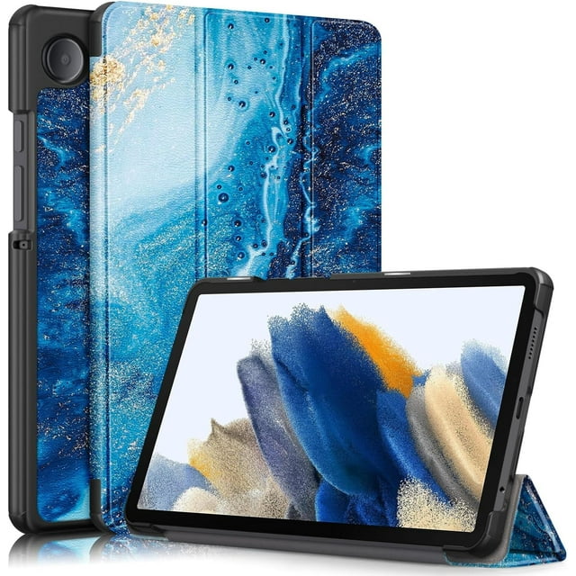 KOMI Slim case for Galaxy Tab A9(2023 Model: SM-X110/X115/X117) Smart flip Leather case 3-fold Stand Function Hard PC Back Cover for Galaxy Tab A9 8.7 inch