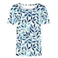 thumbnail image 4 of Puntoco Liquidación de blusas cortas para mujer, blusa informal de manga corta con cuello redondo y estampado para mujer, 4 of 4