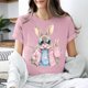 thumbnail image 5 of Camiseta de Cuello Redondo de Manga Corta de la Mujer, Top de Moda para Invierno Y Primavera Impresa de Navidad Casual 3/4, 5 of 7