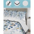 thumbnail image 3 of Quilt King Size Bedding Set, Blue Tulip Eucalyptus Reversible Summer Quilt 3 Pieces, Spring Summer Botanical Floral Chic Lightweight Bedspreads Coverlets with 2 Pillow Shams for All Seasons, 3 of 5