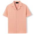 thumbnail image 4 of Men's Short Sleeve Shirt Lightweight Casual Button down Top for Summer,Beach Vacation,Breathable Hollow Out Texture Shirt for Men Pink M, 4 of 5