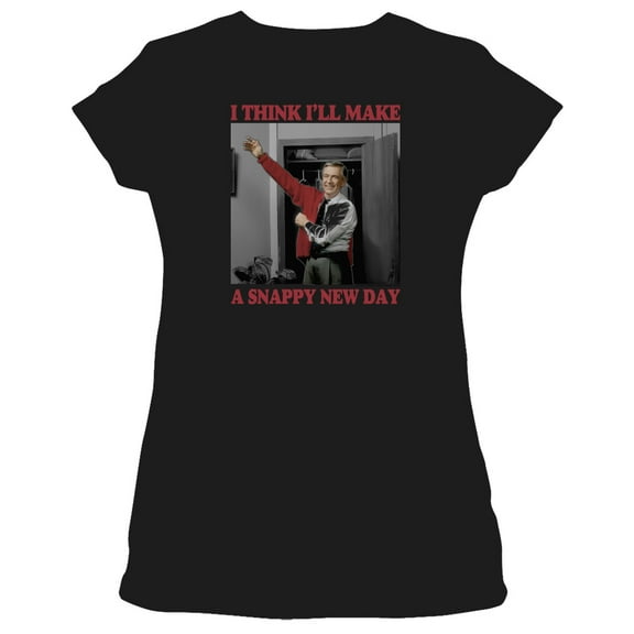 Mister Rogers A Snappy New Day Junior Women's T-Shirt Sheer White