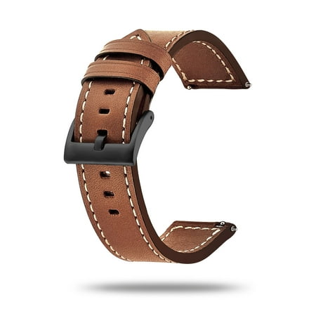 22mm Leather Watch Band Short for Samsung Galaxy Watch 46mm Bands - EEEKit 22mm Premium Leather Straps with Stainless Steel Buckle for Gear S3 Frontier/Classic ()