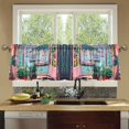 thumbnail image 4 of Yayeee Kitchen Curtains Set of 2 Light Filtering 57"x24" Over Sink Window Panels, Pink Door, 4 of 7