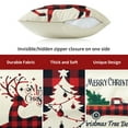 thumbnail image 2 of ZACOO Red Black Buffalo Plaid Throw Cushion Case Christmas Decoration 18x18 Set of 4, Tree Deer Rustic Truck Square Xmas Pillow Case Winter Holiday Pillow Covers, 2 of 8
