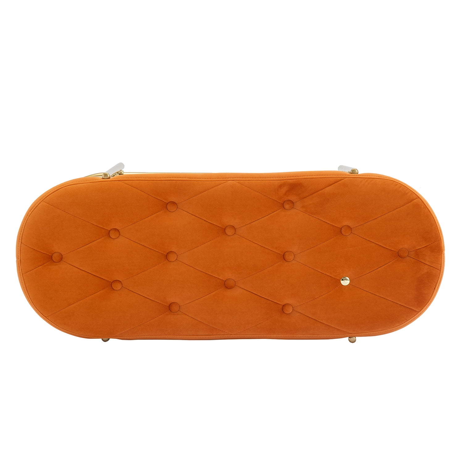 Kadyn Upholstered Velvet Beach, End of Bed Bench with 2 Shelf, Storage Beach for Living Room, Entrance, Orange
