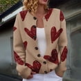 thumbnail image 1 of Plus Size Women's Christmas Santa & Tree Embroidered Cardigan Long Sleeve Round Neck Button Down Knit Sweater For Holiday Season, 1 of 6
