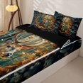thumbnail image 3 of Castle Fairy Maple Leaves Deer Zipper Twin Size Comforter Sets with Fitted Sheet and 2 Pillowcases,Autumn Jungle Wildlife Zipper Bedding Set,Rust Brown Cream,Black Reversible,4-Piece, 3 of 6