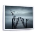 thumbnail image 2 of Designart "Monochromatic Black And Grey Pier Horizon" Coastal Pier Floater Framed Wall Art Prints, 2 of 5