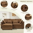 thumbnail image 4 of PPorfamilia Sectional Sleeper Sofa with Ottoman, Chenille Modular Deep Seat Sofa Couch, Comfy Upholstered Furniture for Living Room, Apartment, Studio, Office, Brown, 4 of 7
