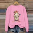 thumbnail image 3 of Telankuip Litter's Full Sweatshirts for Women Funny Leisure Merry Christmas Cute Cats Graphic Printed Pullovers Casual Crewneck Long Sleeve Plus Size Hoodless Top 2-Pink L, 3 of 3