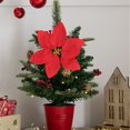 thumbnail image 5 of 12Pcs Red Glitter Poinsettia Picks, Christmas Poinsettia Artificial Flowers with Bendable Wired Stem, 8.46in Xmas Tree Ornaments for Classic Holiday & Party Decor, 5 of 6