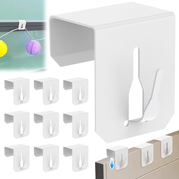 10Pcs Window Hooks for Decoration Metal Wall Hangers No Drilling White Over the Door Hook,Hanger Hook for Hanging Fairy Lights Christmas Star