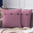 thumbnail image 2 of LSLJS Linen Throw Pillow Covers,Set of 2 Quadrate Cushion Case with 3 Vintage Buttons/Hidden Zipper,17.7x17.7" Ultra Soft Modern Style Cushion Cover for Sofa Bed Living Room Minimalism Decor, 2 of 5