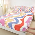 thumbnail image 3 of jejeloiu Geometric Line Twin Sheet Sets,Modern Minimalist Stripes Twin Fitted Sheet,Colorful Waves Striped Flat Sheet For Teens,Ultra Soft Home Decor,3 Pieces, 3 of 7